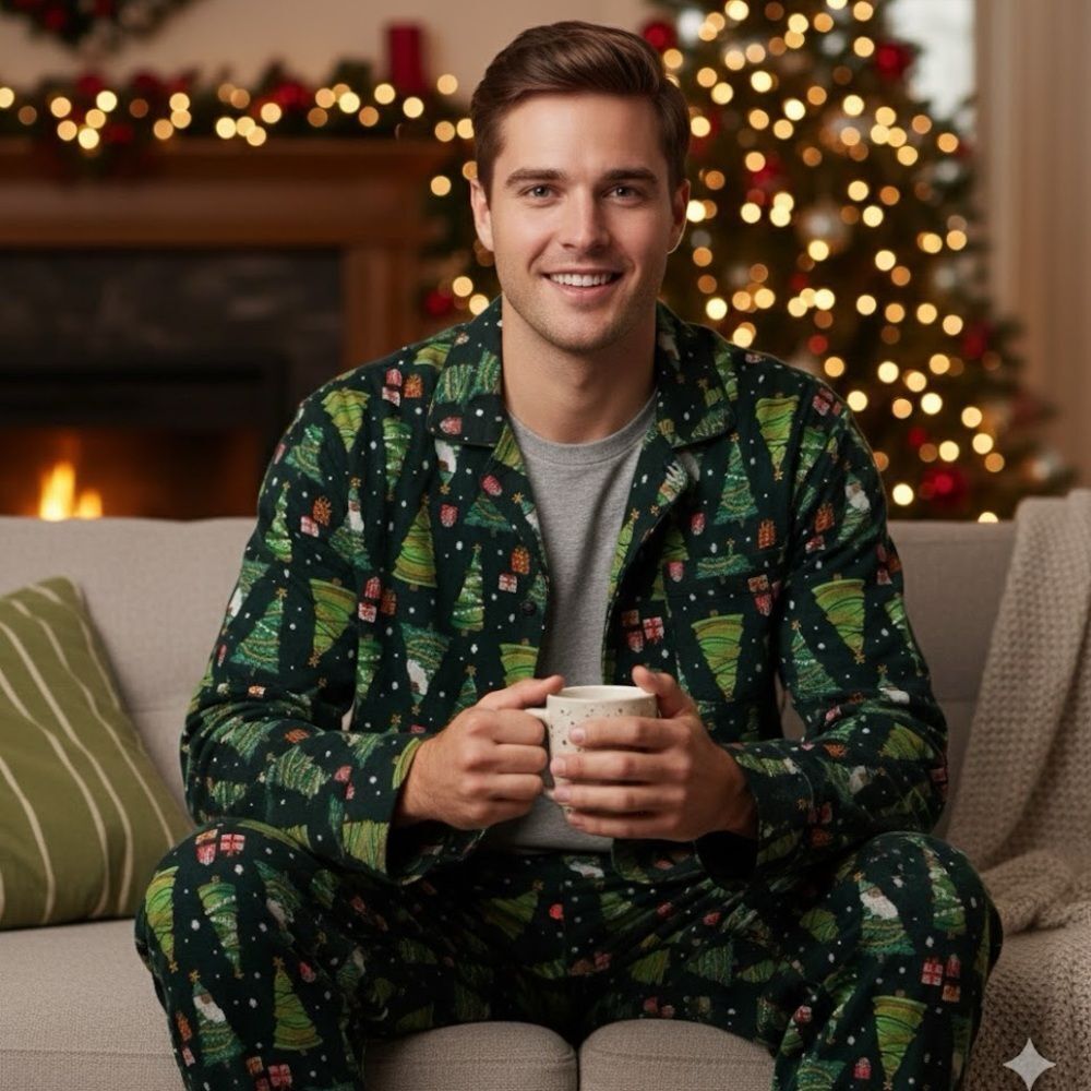 🆕 Old Navy Men’s Festive Pajama Set Holiday Cheer size XL
